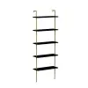 Willis 5-Tier Manufactured Wood Metal Ladder Bookcase - Black Marble Effect / Gold