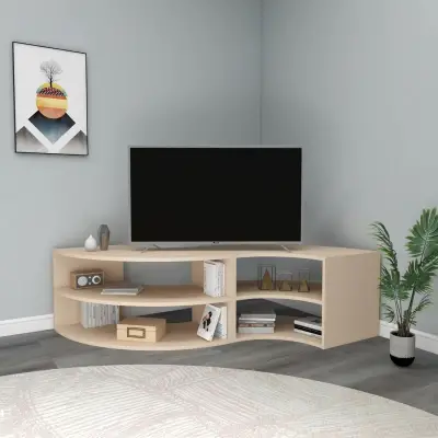 Melitta Corner TV Stand with Shelving Unit - Beige