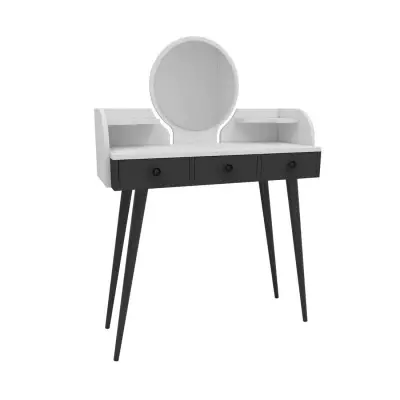 Belem Makeup Vanity Table with Mirror - White / Anthracite