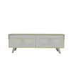 Romens 120 cm Wide TV Stand and Media Console with Cabinets - White / Gold Band