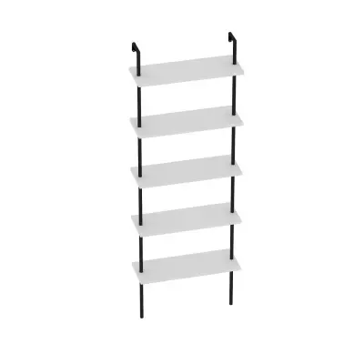 Willis 5-Tier Manufactured Wood Metal Ladder Bookcase - White / Black