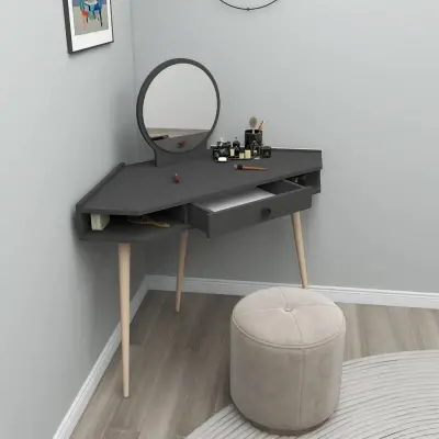 Phoenix Makeup Vanity Table with Mirror - Anthracite