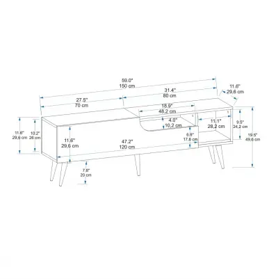 Agbar TV Stand and Media Center with Cabinets and Shelves