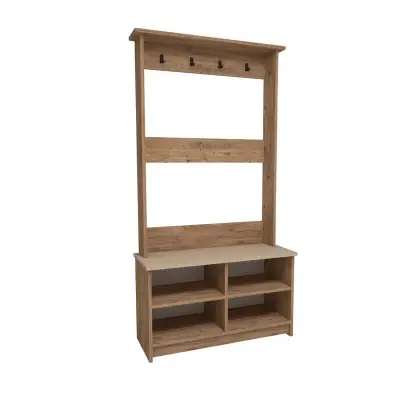 Amelia Hallway Coat Rack with Shelves - Atlantic Pine / Beige