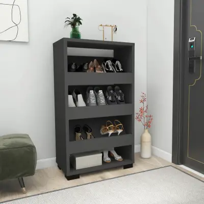 Leslie Shoe Storage Shelf with Cabinet - Anthracite