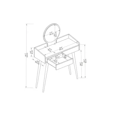 Burim Makeup Vanity Table with Mirror - Atlantic Pine / Anthracite