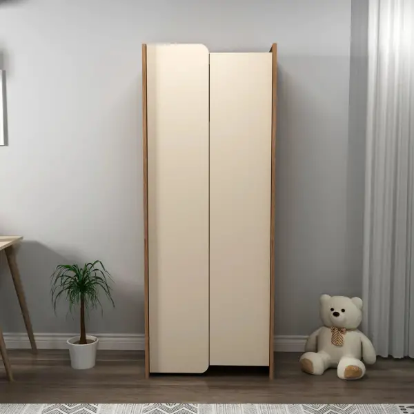 Babel Wardrobe with Cabinets and Shelves - Light Walnut / Beige