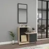 Ales Dresuar Console Table with Cabinet, Shelves and Mirror -Anthracite / Beige