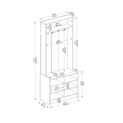 Edrice Hallway Coat Rack with Shelves - Atlantic Pine / White