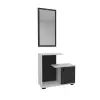 Ales Dresuar Console Table with Cabinet, Shelves and Mirror - Anthracite / White