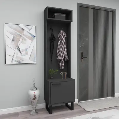 Zosime Hallway Coat Rack with Cabinet - Anthracite