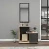 Ales Dresuar Console Table with Cabinet, Shelves and Mirror -Anthracite / Beige