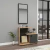 Ales Dresuar Console Table with Cabinet, Shelves and Mirror - Atlantic Pine / Anthracite