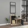 Ales Dresuar Console Table with Cabinet, Shelves and Mirror -Anthracite / Beige