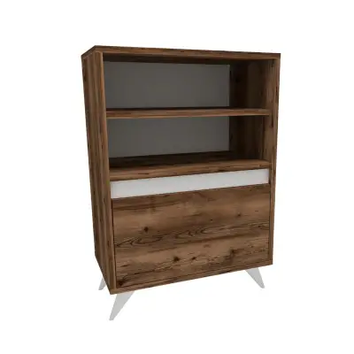 Pavlos Shoe Storage Shelf with Cabinet - Light Walnut / White