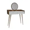 Burim Makeup Vanity Table with Mirror - Light Walnut / White