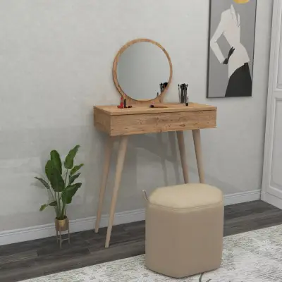 Novae Makeup Vanity Table with Mirror - Atlantic Pine