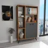 Melantha Bookcase with Cabinets and Shelves - Light Walnut / Anthracite