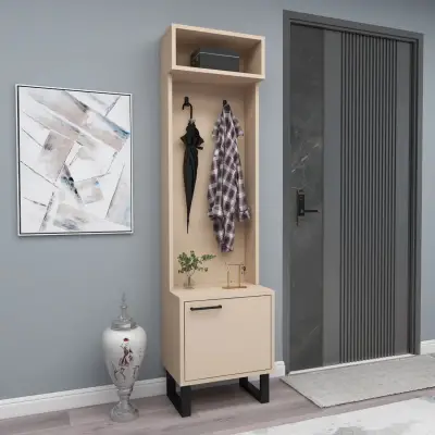 Zosime Hallway Coat Rack with Cabinet - Beige