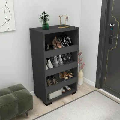 Leslie Shoe Storage Shelf with Cabinet - Anthracite