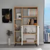 Melantha Bookcase with Cabinets and Shelves - Atlantic Pine / White