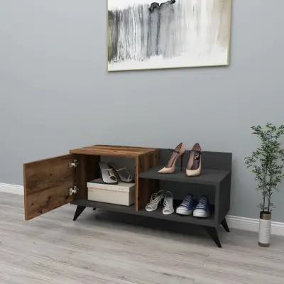 Cepos Shoe Storage Shelf with Cabinet - Light Walnut / Anthracite