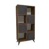 Nyx Bookcase with Cabinets and Shelves - Light Walnut / Anthracite