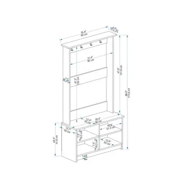 Amelia Hallway Coat Rack with Shelves - Atlantic Pine / Beige