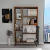 Melantha Bookcase with Cabinets and Shelves - Light Walnut / Anthracite