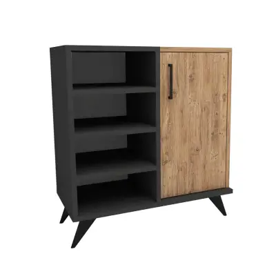 Fiona Shoe Storage Shelf with Cabinet - Atlantic Pine / Anthracite