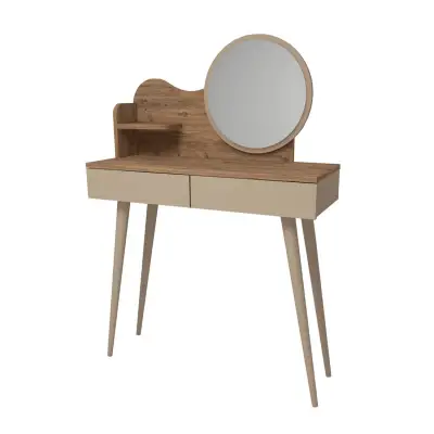 Aron Makeup Vanity Table with Mirror - Atlantic Pine / Beige