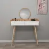 Burim Makeup Vanity Table with Mirror - Atlantic Pine / White