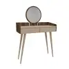 Burim Makeup Vanity Table with Mirror - Light Walnut / Beige