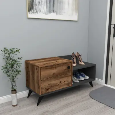 Cepos Shoe Storage Shelf with Cabinet - Light Walnut / Anthracite