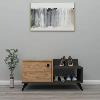 Cepos Shoe Storage Shelf with Cabinet -  Atlantic Pine / Anthracite