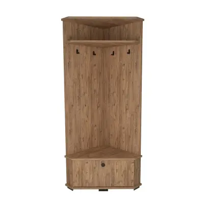 Reina Corner Hallway Coat Rack with Cabinet - Atlantic Pine