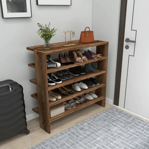 Lindita Shoe Storage Shelf - Light Walnut