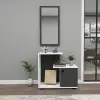 Ales Dresuar Console Table with Cabinet, Shelves and Mirror - Anthracite / White