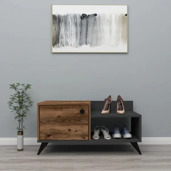 Cepos Shoe Storage Shelf with Cabinet - Light Walnut / Anthracite