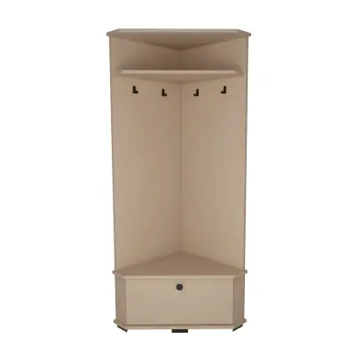 Reina Corner Hallway Coat Rack with Cabinet - Beige