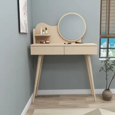 Aron Makeup Vanity Table with Mirror - Beige