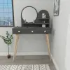 Vetone Makeup Vanity Table with Mirror -  Anthracite