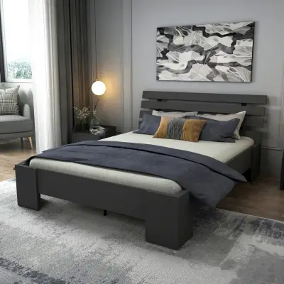 Megan Double Bedstead Bed Frame with Headboard - Anthracite