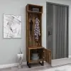 Zosime Hallway Coat Rack with Cabinet - Light Walnut