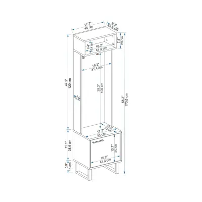 Zosime Hallway Coat Rack with Cabinet - Atlantic Pine