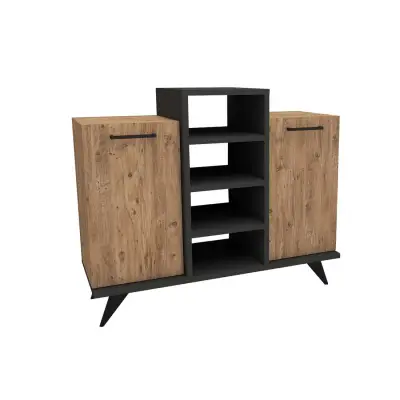 Minta Shoe Storage Shelf with Cabinet - Atlantic Pine / Anthracite