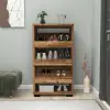 Leslie Shoe Storage Shelf with Cabinet - Light Walnut