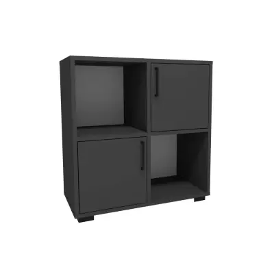 Vasilis Bookcase with Cabinets and Shelves - Anthracite