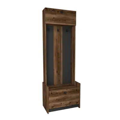 Edessa Hallway Coat Rack with Cabinet - Light Walnut / Anthracite