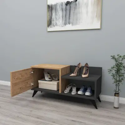 Cepos Shoe Storage Shelf with Cabinet -  Atlantic Pine / Anthracite